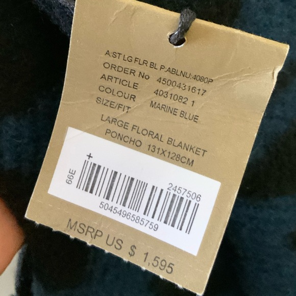 Burberry Prorsum Coats, Poncho FLORAL BLANKET Outerwear Black Blue - Picture 3 of 5